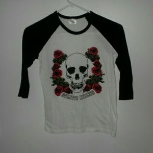 Stiletto Killers Skull & Roses Raglan Tee NWOT